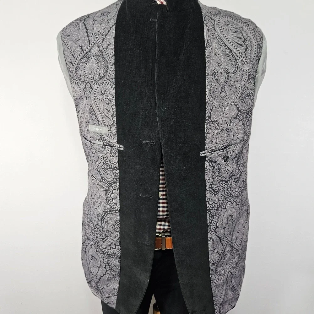 Apt.9 Men's Sport Coat Blazer Three Button Black Corduroy Cotton Size Large